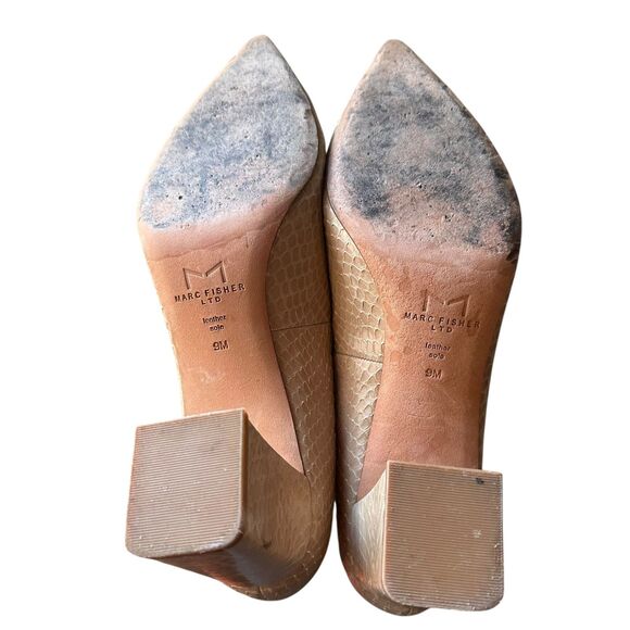 MARC FISHER LTD Zala Snake Print Pointed Toe Heel Beige Sz 9 - Picture 6 of 6